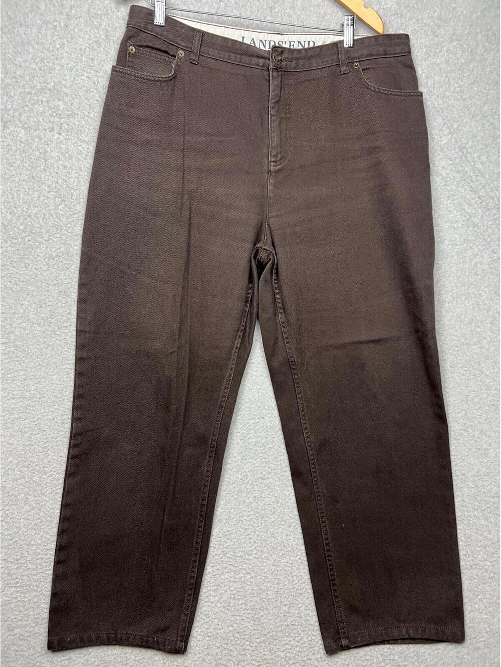 Lands End Denim Straight Leg Jeans Womens Plus 18 Brown Classic Comfort Casual